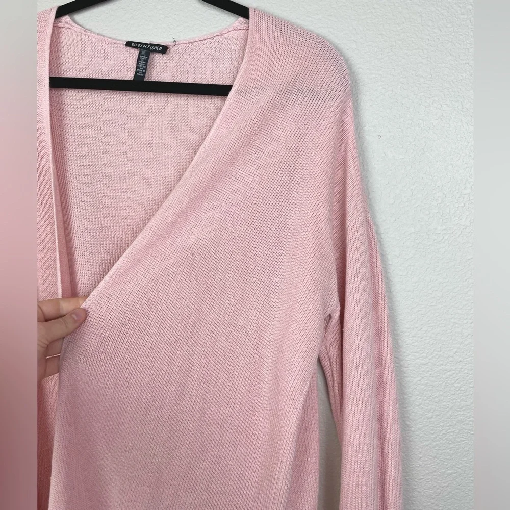 Eileen Fisher Women's Medium Open Front Cardigan Organic Linen Cotton Blush Pink - Picture 8 of 16